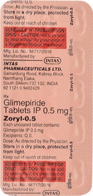 Zoryl 0.5mg Strip Of 15 Tablets