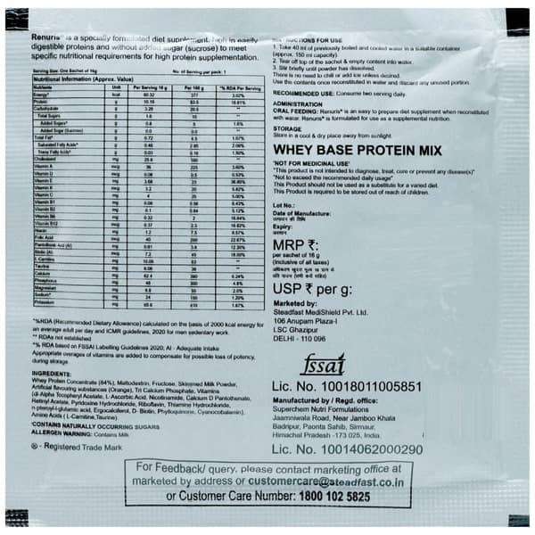 Renuris Orange Flavour Sachet Of 16gm Oral Powder