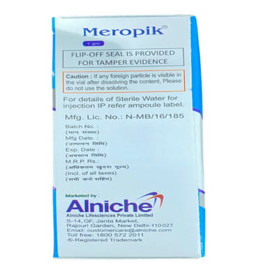 Meropik 1gm Dry Vial Of 1 Powder For Injection