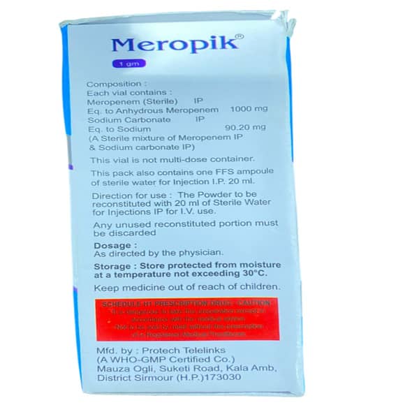Meropik 1gm Dry Vial Of 1 Powder For Injection