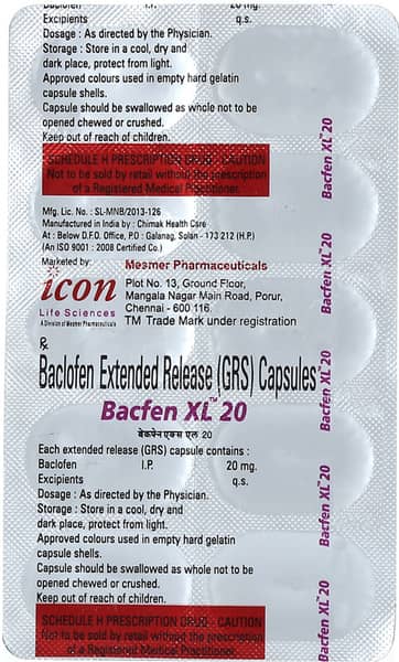 Bacfen Xl 20mg Strip Of 10 Capsules