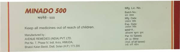 मिनैडू 500एमजी की स्ट्रिप 10 टैबलेट्स