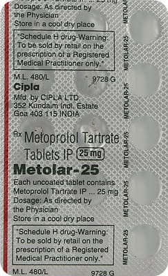 Metolar 25mg Strip Of 15 Tablets