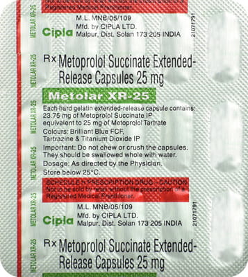 Metolar Xr 25mg Strip Of 15 Capsules