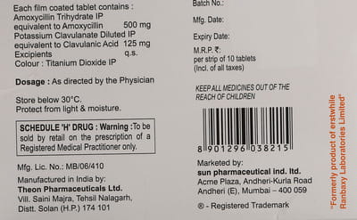 Mox Cv 625mg Strip Of 10 Tablets