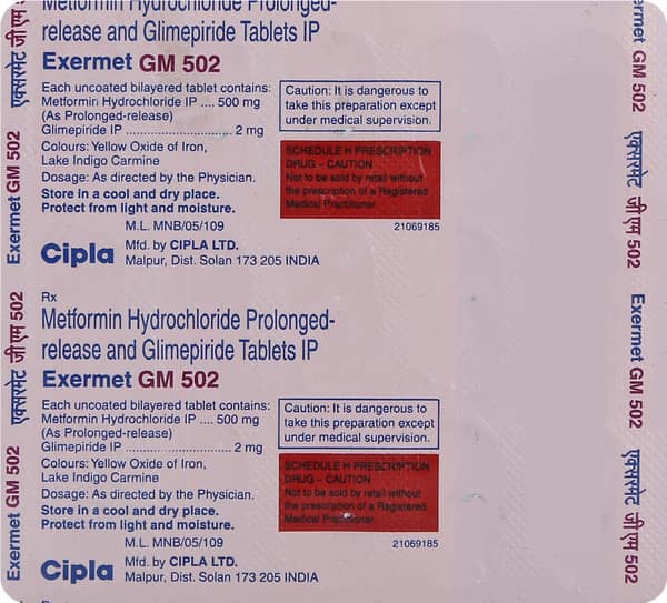 Exermet Gm 502Mg Strip Of 15 Tablets
