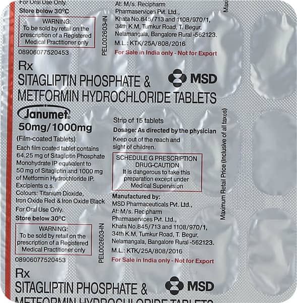 Janumet 1000mg/50mg Tablet