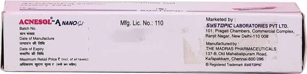 Acnesol A Nano Tube Of 15gm Gel