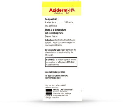 Aziderm 10% Tube Of 15gm Gel