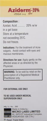 Aziderm 20% Tube Of 15gm Gel