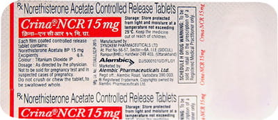Crina Ncr 15mg Strip Of 5 Tablets
