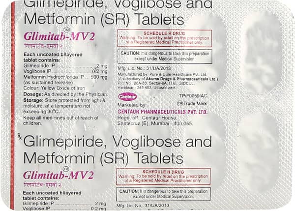 Glimitab Mv 2mg Strip Of 10 Tablets