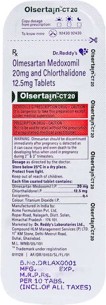 Olsertain Ct 20mg Strip Of 10 Tablets