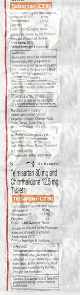 Telsartan Ct 80mg Strip Of 10 Tablets