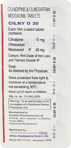 Cilny O 20mg Strip Of 10 Tablets