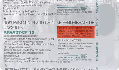 Arvast Cf 10mg Strip Of 10 Capsules