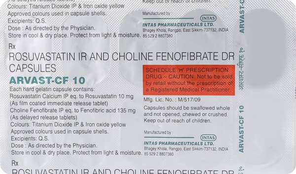 Arvast Cf 10Mg Strip Of 10 Capsules