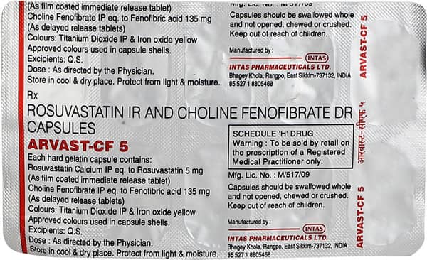 Arvast Cf 5mg Strip Of 10 Capsules