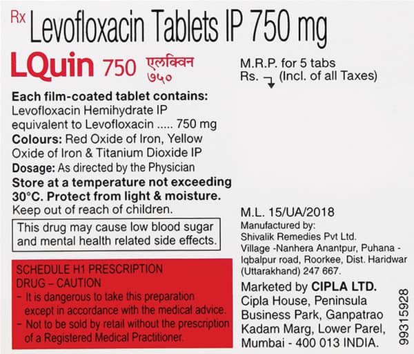 Lquin 750mg Stri Of 5 Tablets