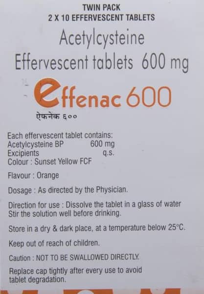 Effenac 600mg Orange Flavour Bottle Of 10 Effervescent Tablets