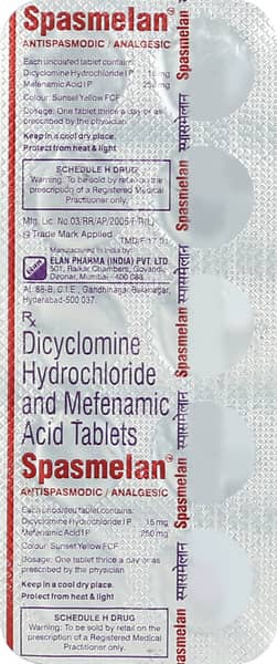 Spasmelan Strip Of 10 Tablets