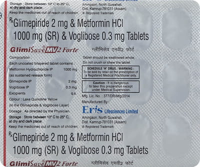 Glimisave Mv 2 Forte Strip Of 15 Tablets