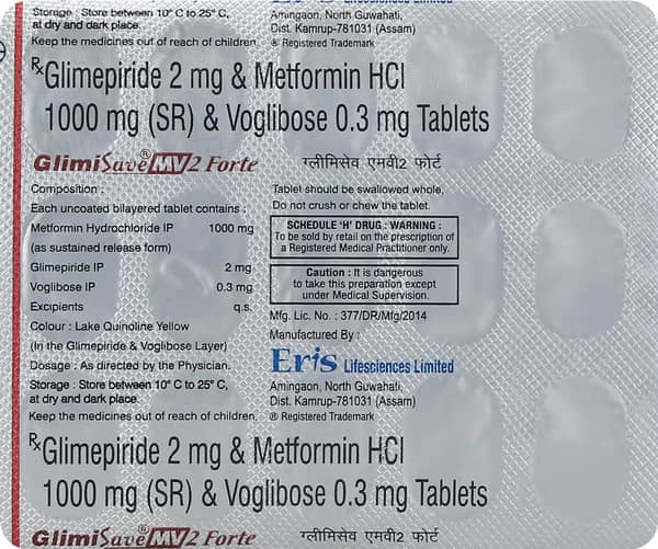 Glimisave Mv 2 Forte Strip Of 15 Tablets