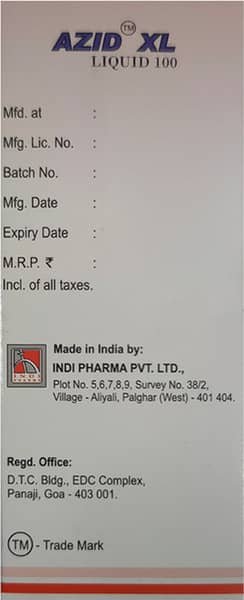 Azid Xl 100Mg Syrup 30Ml