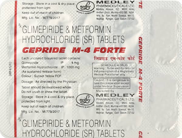 Gepride M 4Mg Forte Strip Of 10 Tablets