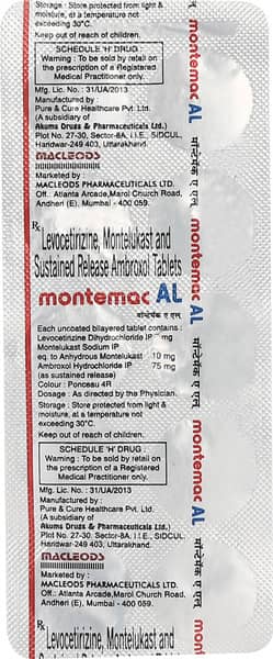 Montemac Al Strip Of 10 Tablets