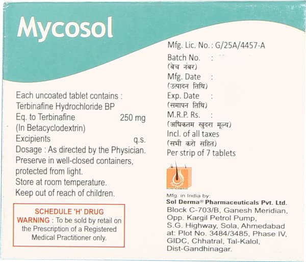 Mycosol 250Mg Tablet 7'S