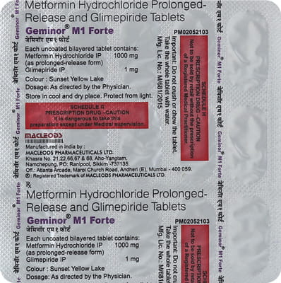 Geminor M 1mg Forte Strip Of 15 Tablets