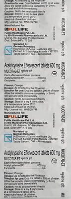 Mucotab Et 600mg Orange Flavour Sugar Free Strip Of 10 Tablets