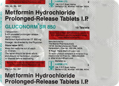 Gluconorm Sr 850mg Strip Of 10 Tablets