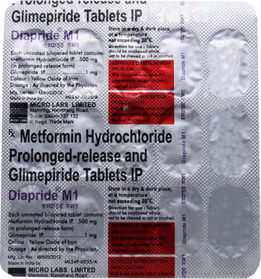 Diapride M 1mg Strip Of 15 Tablets