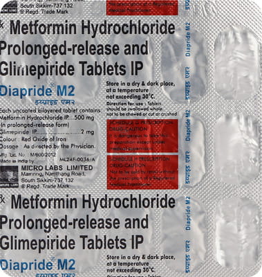 Diapride M 2mg Strip Of 15 Tablets