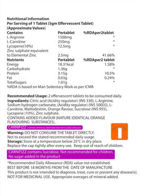 Carnifizz Orange Flavour Bottle Of 10 Effervescent Tablets