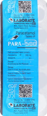Para 500mg Strip Of 10 Tablets
