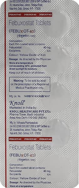 Febuxot 40mg Strip Of 10 Tablets (Knoll)