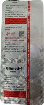 Glimed 4mg Strip Of 10 Tablets