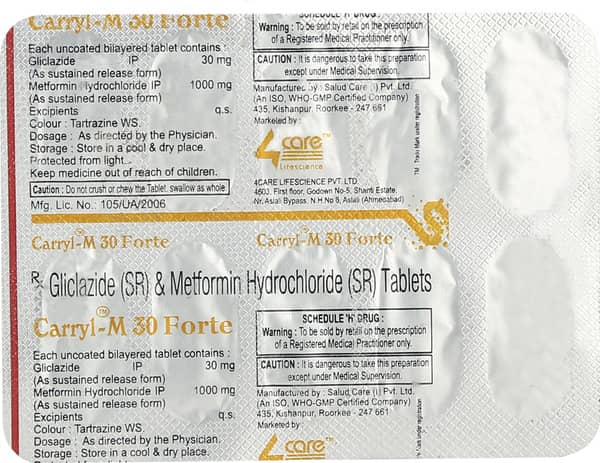 Carryl M Forte 30mg Strip Of 10 Tablets