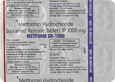 Metform Sr 1000mg Strip Of 10 Tablets