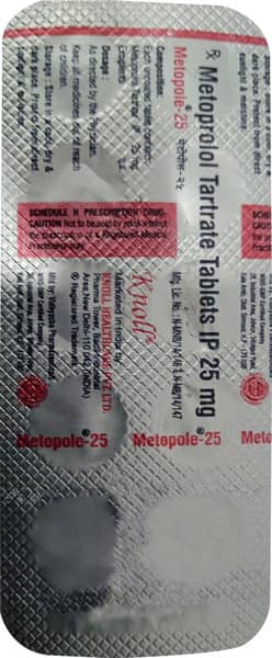 Metopole 25mg Strip Of 10 Tablets