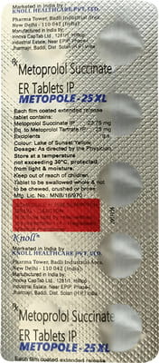 Metopole 25mg Xl Strip Of 10 Tablets