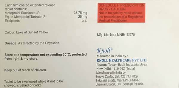 Metopole 25mg Xl Strip Of 10 Tablets