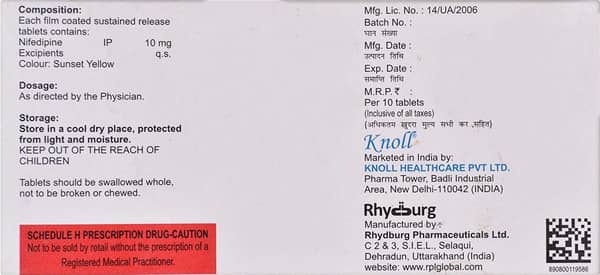 Nefidinol Retard 10mg Strip Of 10 Tablets