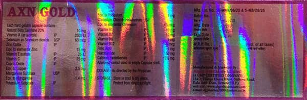 Axn Gold Strip Of 10 Capsules