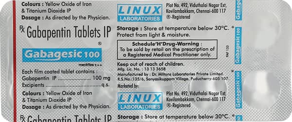Gabagesic 100mg Strip Of 10 Tablets
