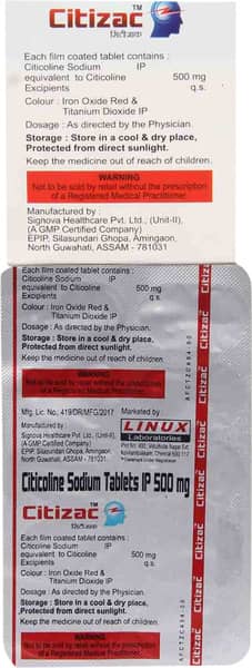 Citizac 500Mg Strip Of 10 Tablets