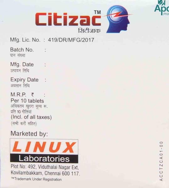 Citizac 500Mg Strip Of 10 Tablets